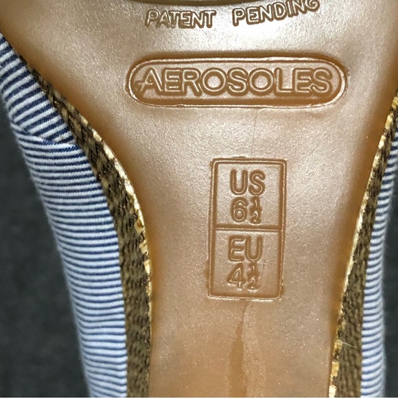 Aerosoles Heelrest Plum Tree Blue White Wedge Shoes Size 6.5 - Picture 8 of 9